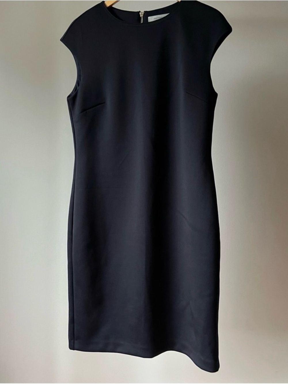 Contemporaine Black Cap-Sleeve Midi Sheath Dress